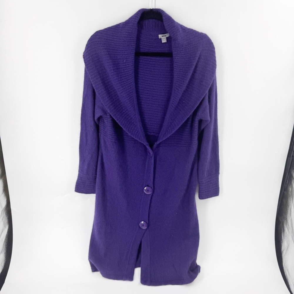 ✅ J. JILL SHAWL COLLAR DUSTER MOHAIR BLEND CARDIGAN PURPLE SIZE X-LARGE